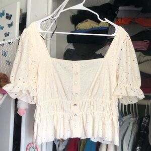 Forever 21 Plus Peplum Eyelet Top
